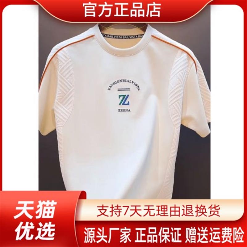 几禾轻奢2026运动短袖男新款高级轻奢T恤字母条纹白搭青少年打底