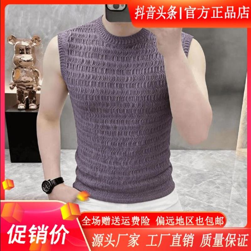 枫善服饰男装夏季男士无袖背心潮流宽松透气休闲时尚运动T恤上衣