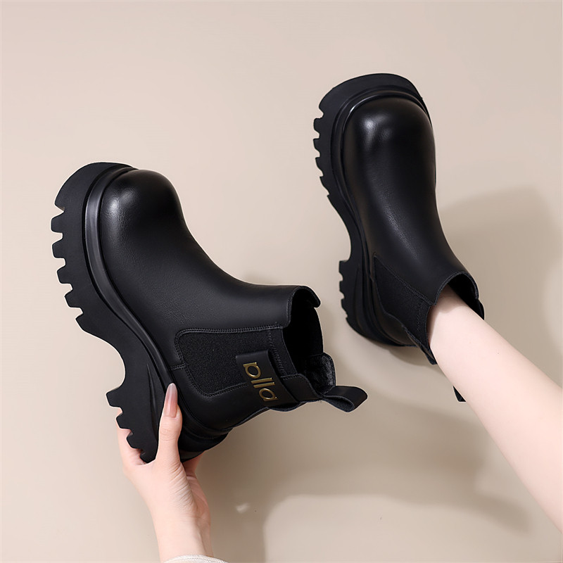 厚底增高切尔西短靴女2025冬季新款圆头英伦风显瘦爆款加绒马丁靴,女鞋,切尔西靴,淘宝优惠券,粉丝福利购,淘宝优惠卷