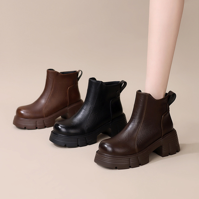 古兹曼厚底增高短筒切尔西靴