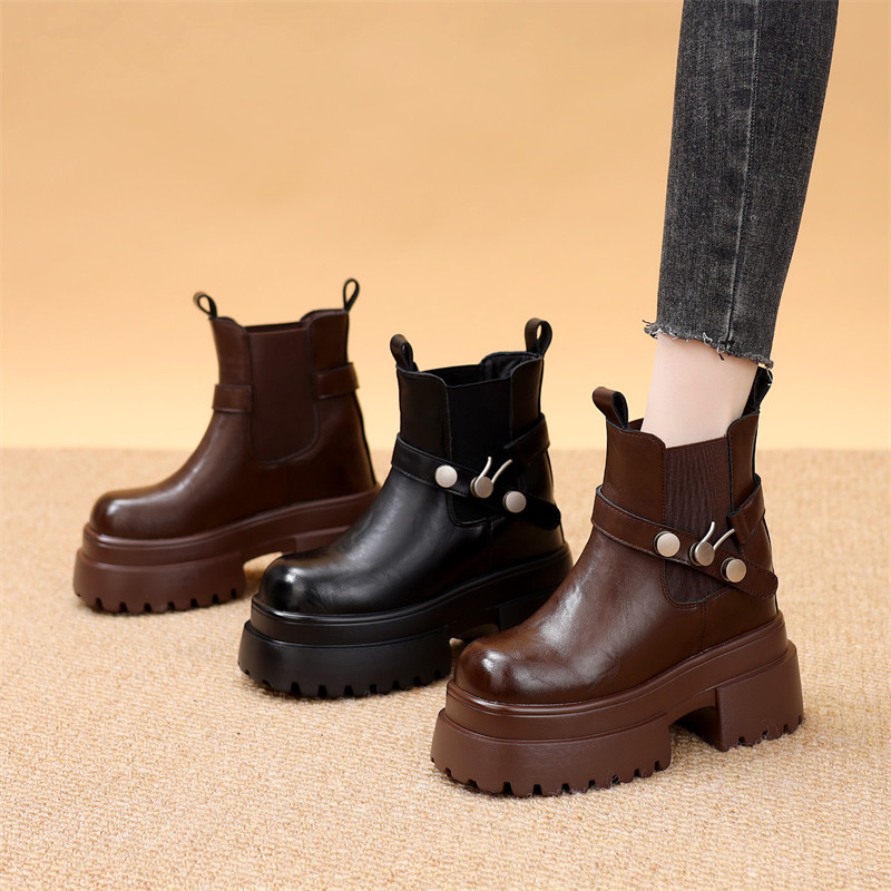 欧货厚底切尔西短靴女2025冬季新款时尚英伦风内增高显瘦网红短靴,女鞋,切尔西靴,淘宝优惠券,粉丝福利购,淘宝优惠卷