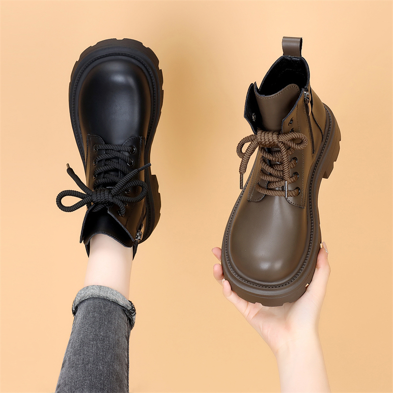 增高马丁靴女2025秋季新款黑色英伦风单靴厚底粗跟显瘦短靴大码41