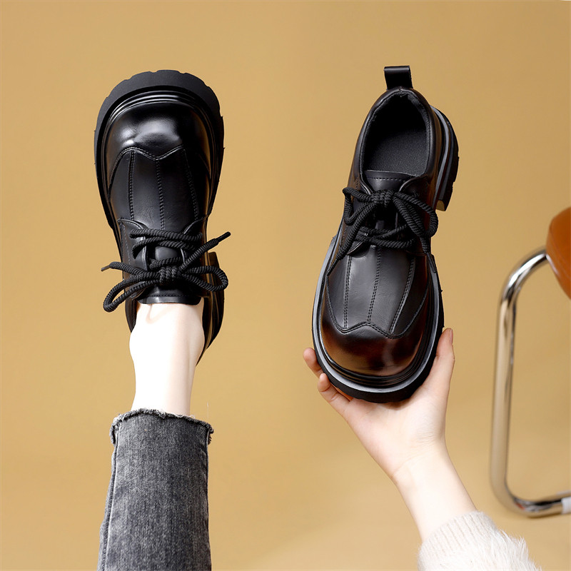 厚底圆头小皮鞋女2026春季新款时尚解构单鞋增高复古风黑色乐福鞋,女鞋,乐福鞋（豆豆鞋）,淘宝优惠券,粉丝福利购,淘宝优惠卷