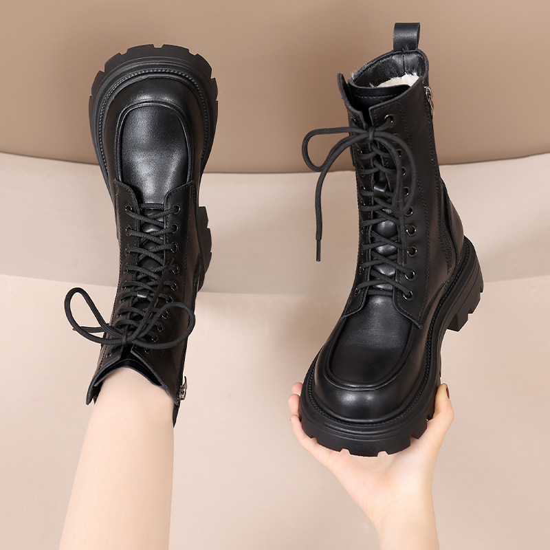 厚底增高马丁靴女2025新款冬季中筒靴显瘦加绒保暖高帮女士长靴子,女鞋,马丁靴,淘宝优惠券,粉丝福利购,淘宝优惠卷