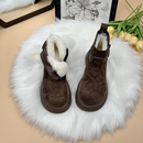 厚底羊毛雪地靴女2025新款冬季加厚绒保暖勃肯短靴皮毛一体大棉鞋