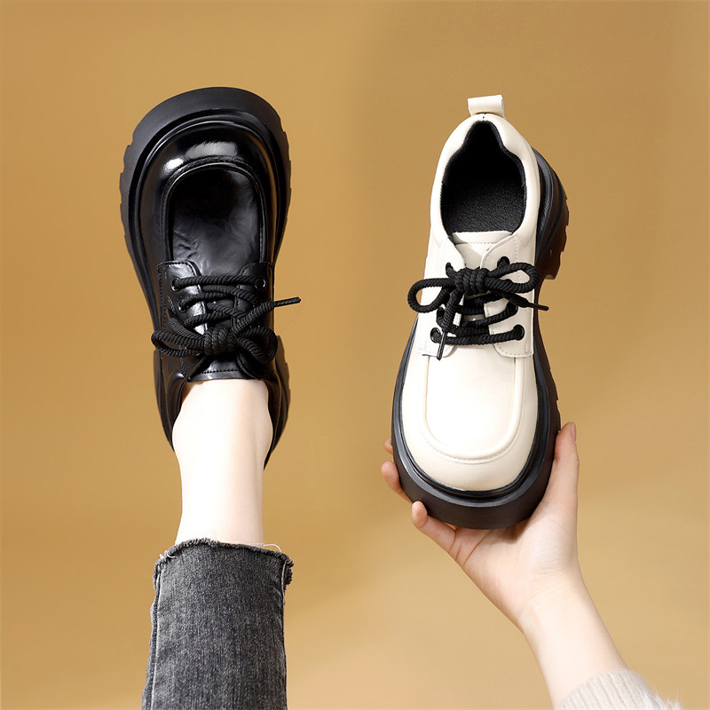 厚底白色乐福鞋女2026新款春季英伦风单鞋增高百搭系带软底小皮鞋,女鞋,乐福鞋（豆豆鞋）,淘宝优惠券,粉丝福利购,淘宝优惠卷