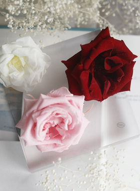 真花【玛丽安蔷薇】原创花朵边夹婚礼新娘发夹花童发卡永生花发饰