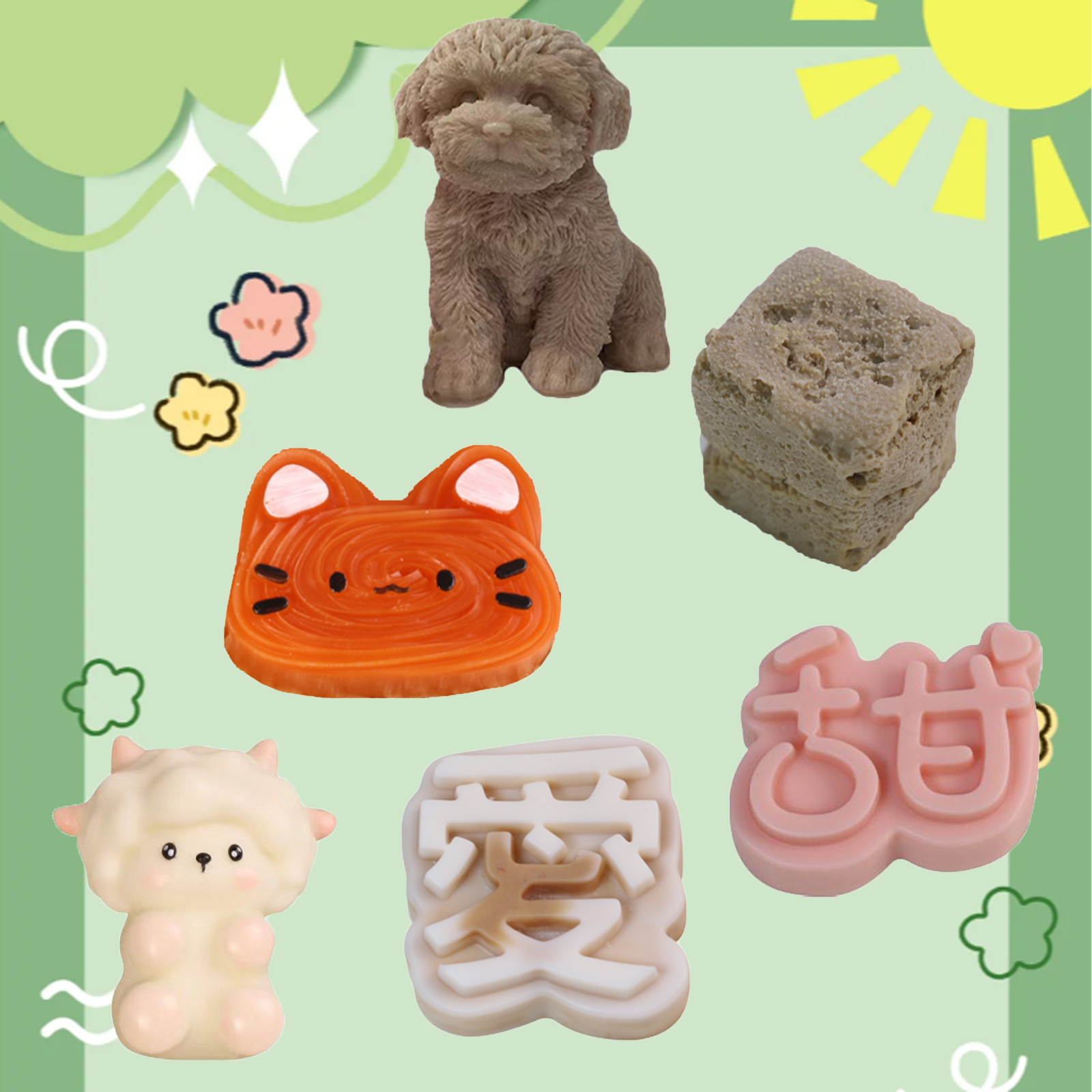 小猫曲奇饼干捏捏硅胶模具DIY烘焙蛋糕模具香薰蜡烛石膏硅胶模具