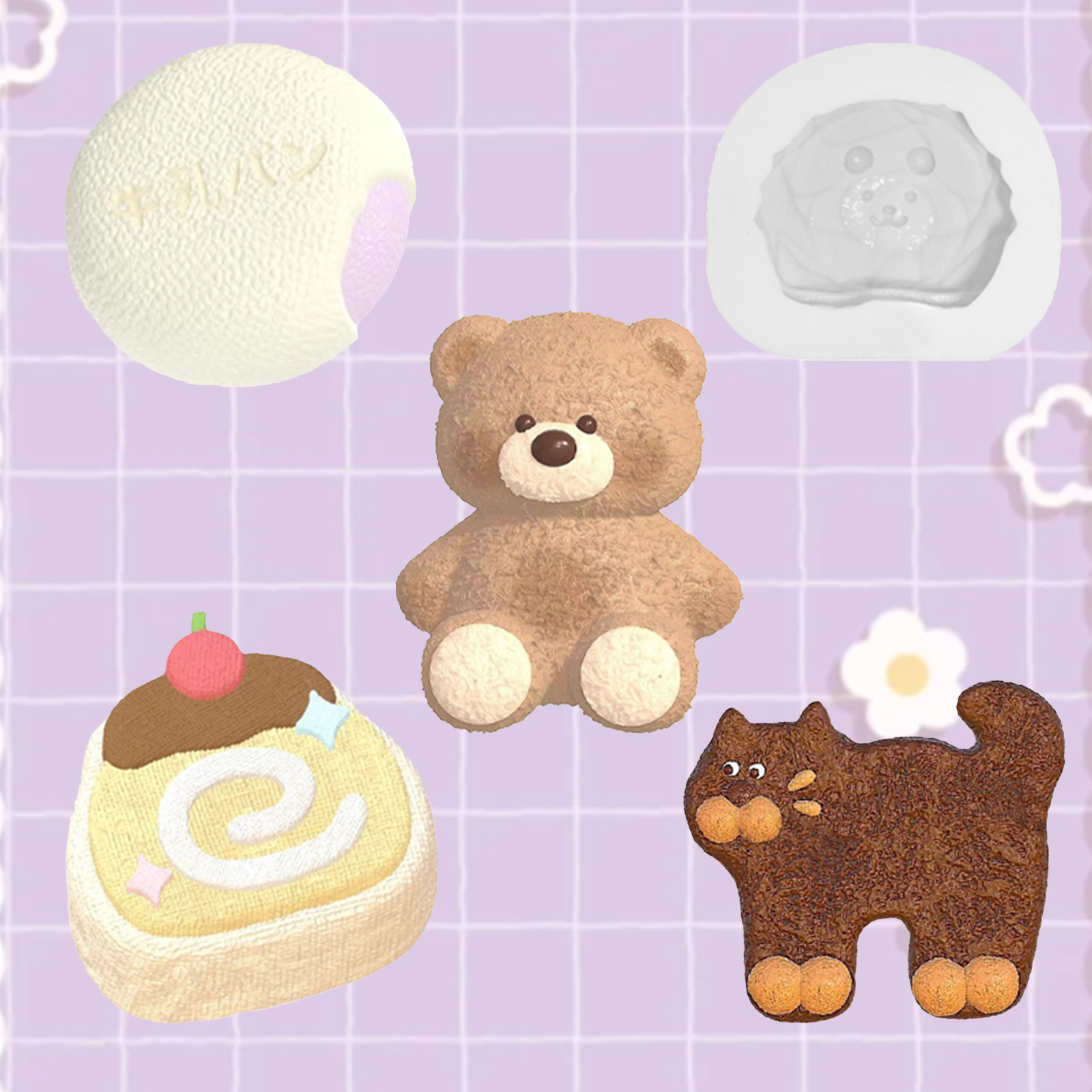 可爱猫猫厚饼干捏捏模具卡通公仔捏捏乐仿真食玩diy手工硅胶模具