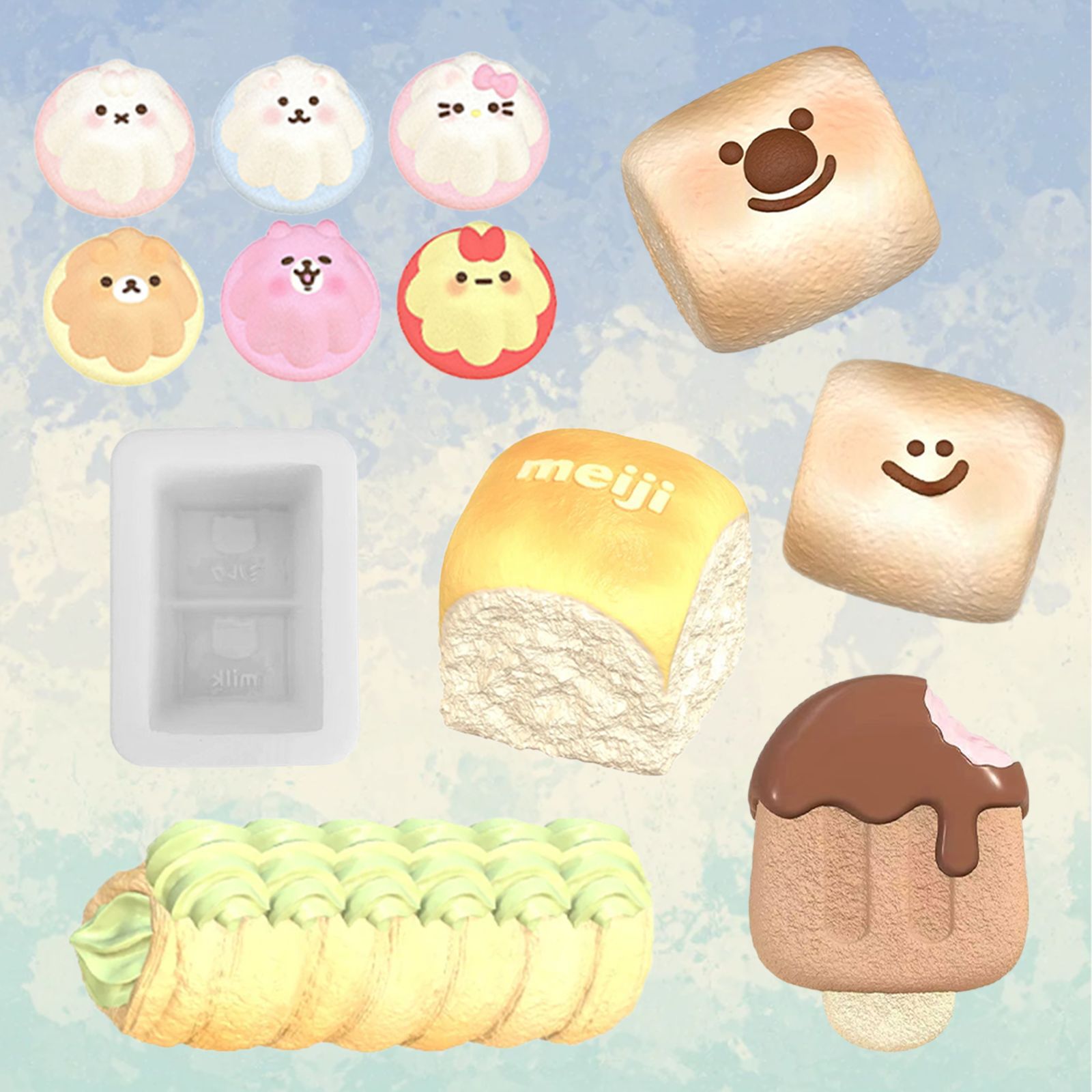 咬一口雪糕捏捏模具diy仿真食玩捏捏乐烘焙蛋糕慕斯奶冻硅胶模具