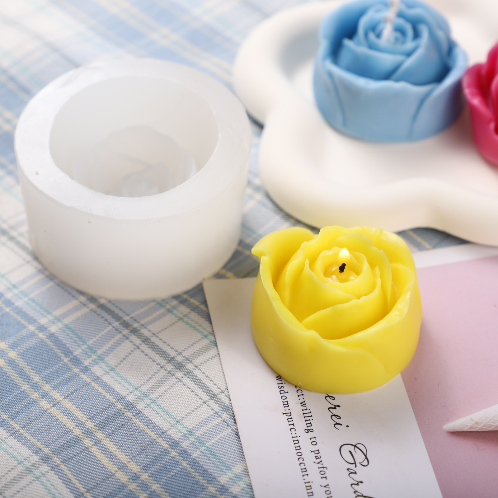 玫瑰花香薰蜡烛模具DIY手工皂礼品装饰硅胶模具