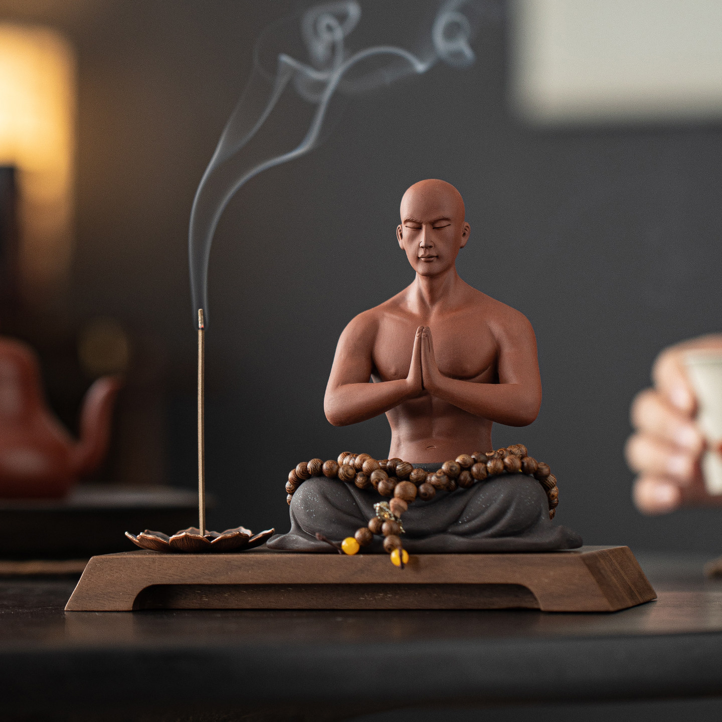 【佛心】创意紫砂禅意人物小和尚茶宠摆件茶室茶空间香薰炉装饰品