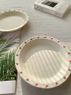 白日梦手作红苹果陶瓷盘手绘早餐点心盘釉下彩哑光精致下午茶餐具