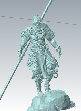 黑神话悟空图档车铣加工三维立体图可3d打印人物摆件UG/MC图档