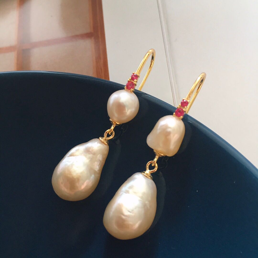 香槟色限量款纯银镀金天然珍珠