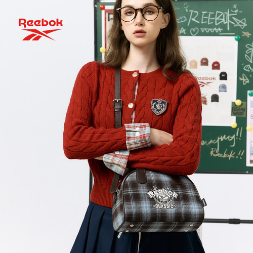 Reebok锐步格纹手提斜挎单肩包