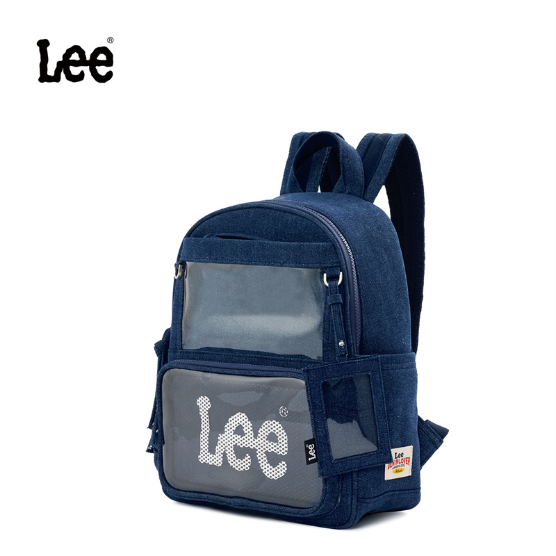 Lee蓝白格子双肩包吧唧谷子痛包