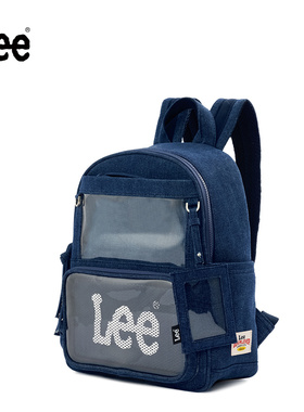 Lee牛仔布双肩包男女学生书包通勤旅行背包二次元吧唧谷子痛包