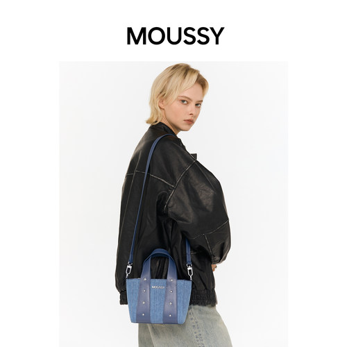 MOUSSYCozyFit牛仔铆钉托特包