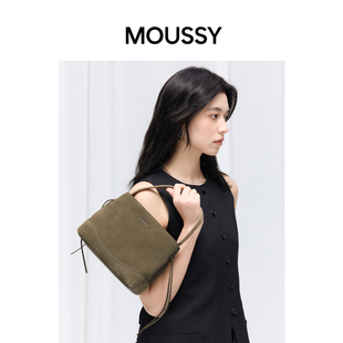 MOUSSY都市漫游麂皮系带小水桶包休闲女包经典好看质感通勤女包