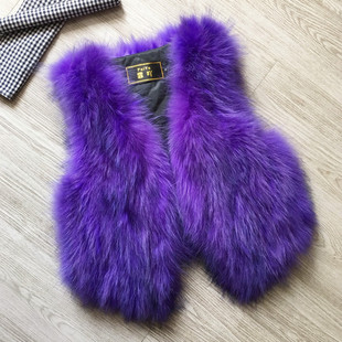 狐狸毛皮草马夹女士短款显瘦真毛貉子毛背心坎肩秋冬马甲反季清仓