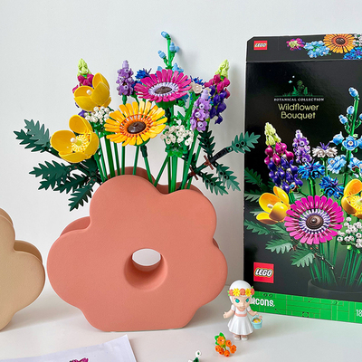 创意玄关桌面橘色花朵造型花瓶