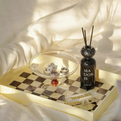 棋盘格亚克力托盘桌面收纳装饰盘