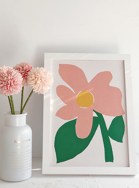 泫雅风韩国复古几何色块花朵ins简家居可爱装饰画白色木相框摆件
