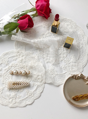 复古韩系白色蕾丝垫花边刺绣杯垫餐垫饰品化妆品拍摄道具桌面装饰