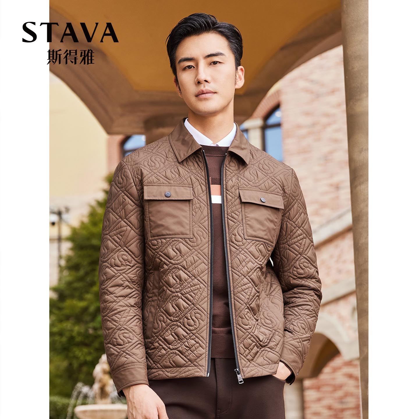 STAVA男士轻薄绗缝工装棉服