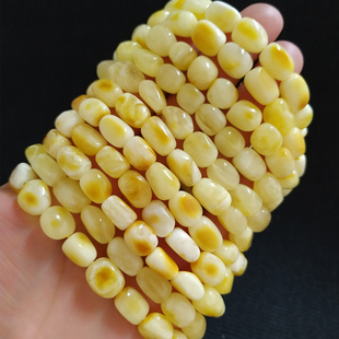天然男女款白花蜜蜡琥珀单圈手串俄料手串波罗的海随型手链鸡油黄