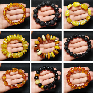 纯天然俄料老蜜蜡琥珀血珀编织创意复古民族风个性男女款手串手链