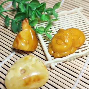 天然保真琥珀蜜蜡吊坠项链挂件男女款颈链毛衣链鸡油黄穿好绳发货