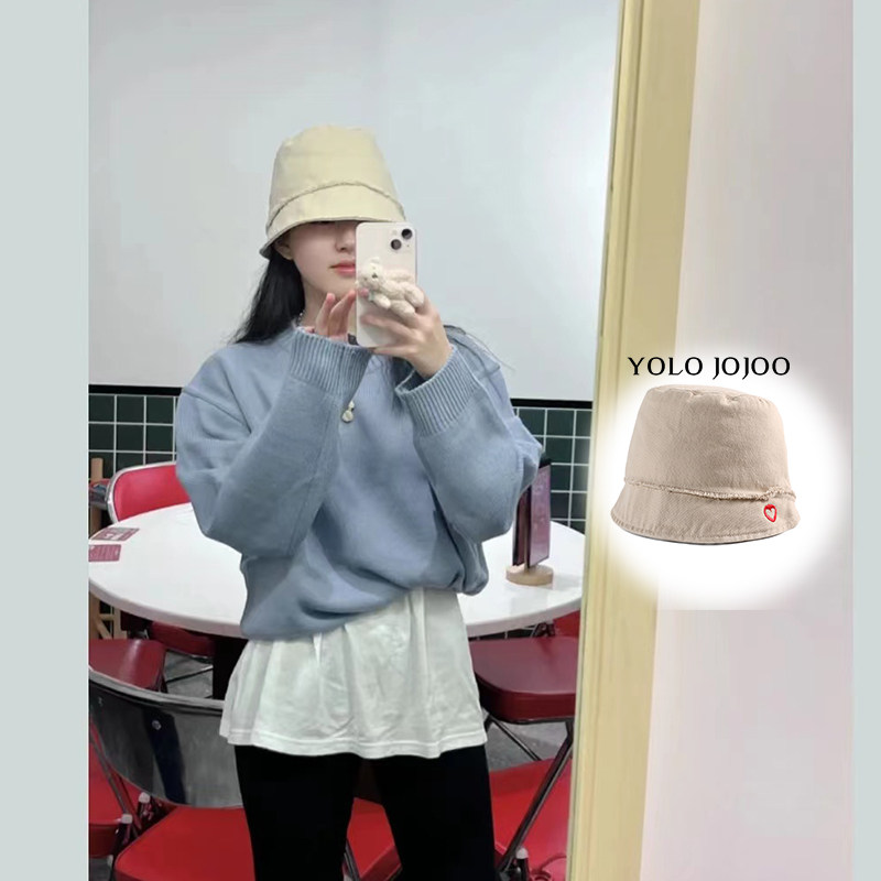 YOLOJOJOO 明星赵露思同款冬季水桶帽高端帽子女韩版潮百搭夏可爱