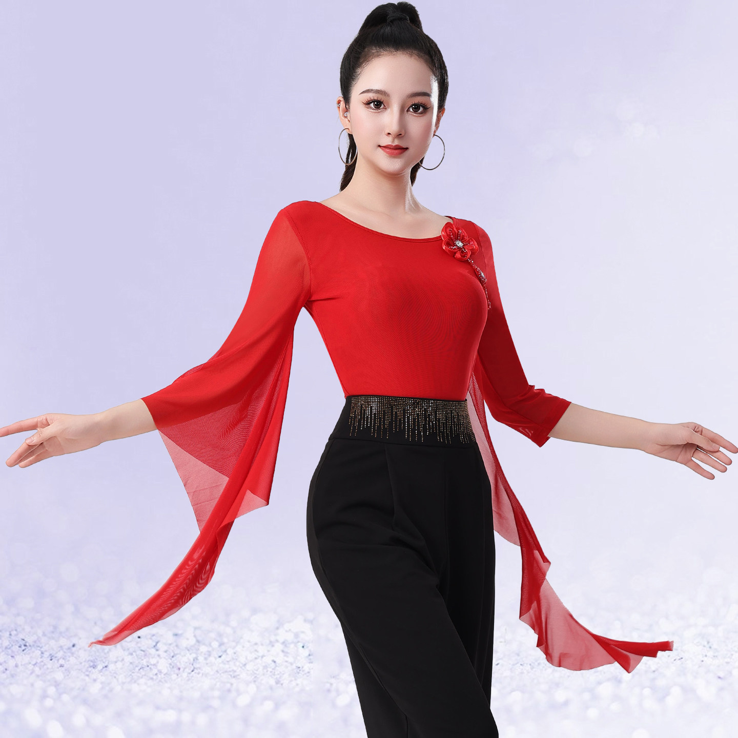 飘带上衣广场舞演出服练功服