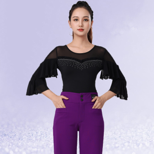 新款吉特巴舞蹈服摩登舞上衣新潮点帕斯上衣交谊舞服装广场舞舞服