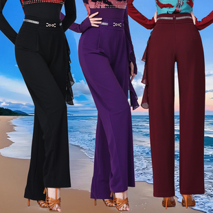 飘带裤 国际舞练功裤 高腰女式 交谊舞阔腿裤 广场舞长裤 吉特巴新款