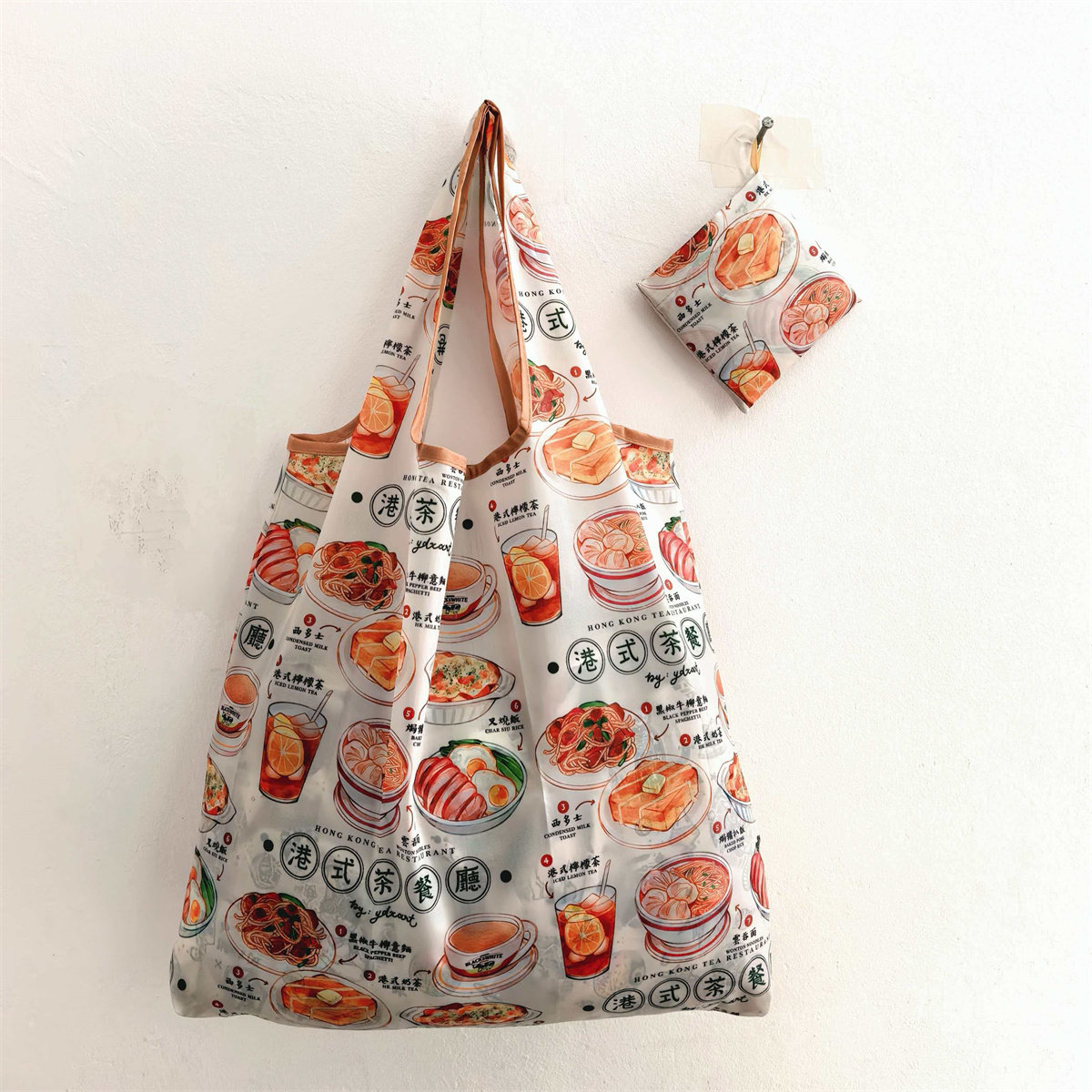 卡通香港特色中号环保超市手提袋收纳买菜包轻便携式可折叠购物袋