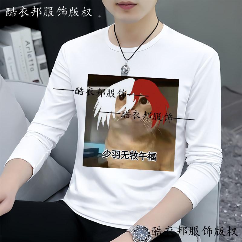 春秋季爆款快手少羽头像表情包圆领长袖t恤打底衫学生装上衣衣服