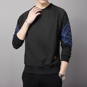打底衫 品牌新款 t恤春秋潮牌潮流宽松港风卫衣男装 长袖 上衣服 男士