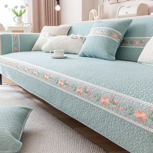 纯棉沙发垫四季通用2026新款防滑田园全棉布艺坐垫子套罩靠背巾夏