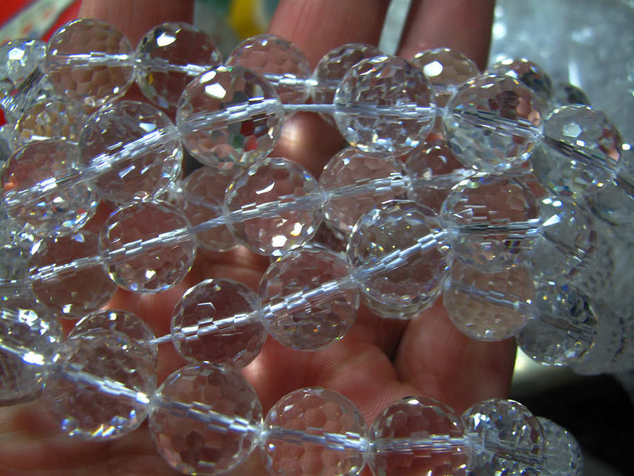 天然白水晶半成品 128面硬抛光 DIY散珠饰品配件 64刻面非软抛光