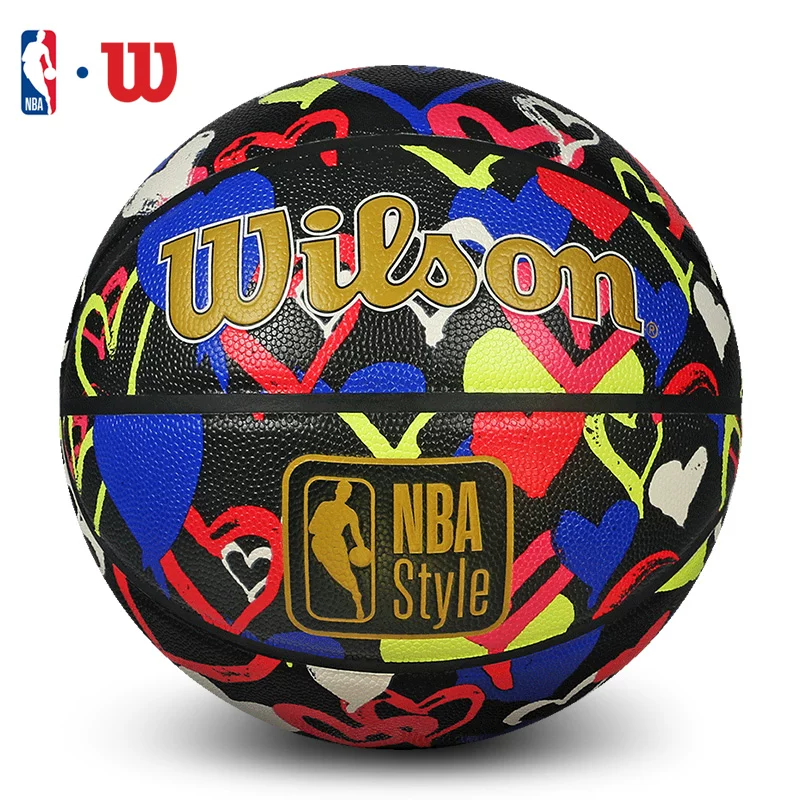 Новый баскетбол Wilson Wilsheng NBA для indoor и outdoor соревнований тренировочный PU взрослый баскетбол №7 любовь черный золотой