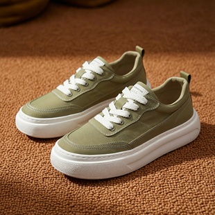 男鞋2026新款针织布鞋厚底休闲鞋透气舒适复古单鞋低帮系带板鞋