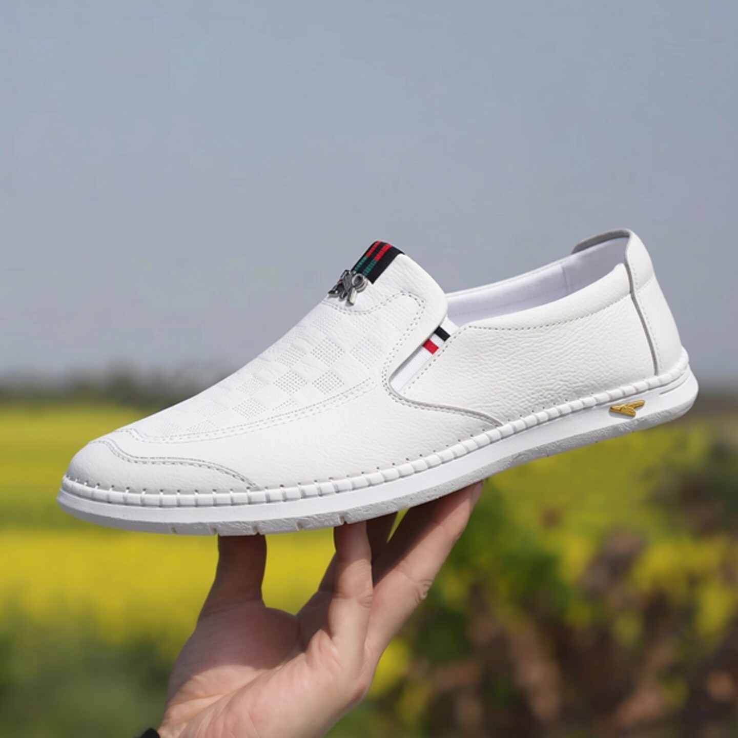 2026春季新款男鞋男士真皮休闲鞋英伦浅色皮鞋百搭潮流软底鞋子