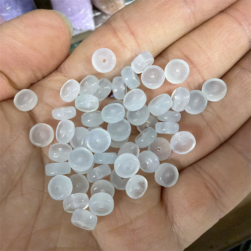 华夏美玉 8毫米玉石隔珠隔片 平安扣散珠 散批