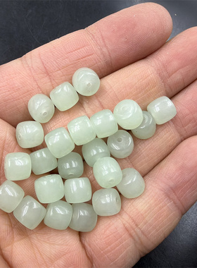 华夏美玉 DIY饰品配件青白色玉石老型珠散珠 香槟色筒珠算盘珠