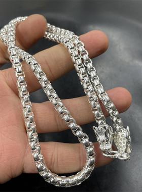 华夏美玉 电镀银色双龙项链 银链子 锁骨链