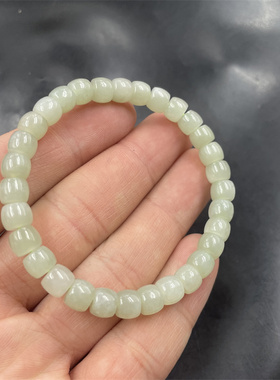 华夏美玉 天然正品和田玉老型珠手链 女款小号和田玉算盘珠手串