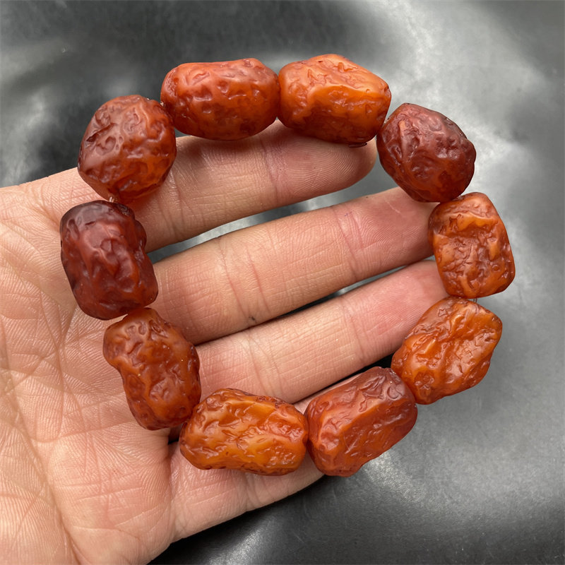 华夏美玉 优化二代仿琥珀蜜蜡原石手链 随形珠手串 特价